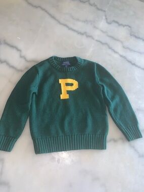 Polo by Ralph Lauren Green Knit Sweater with Yellow P Patch